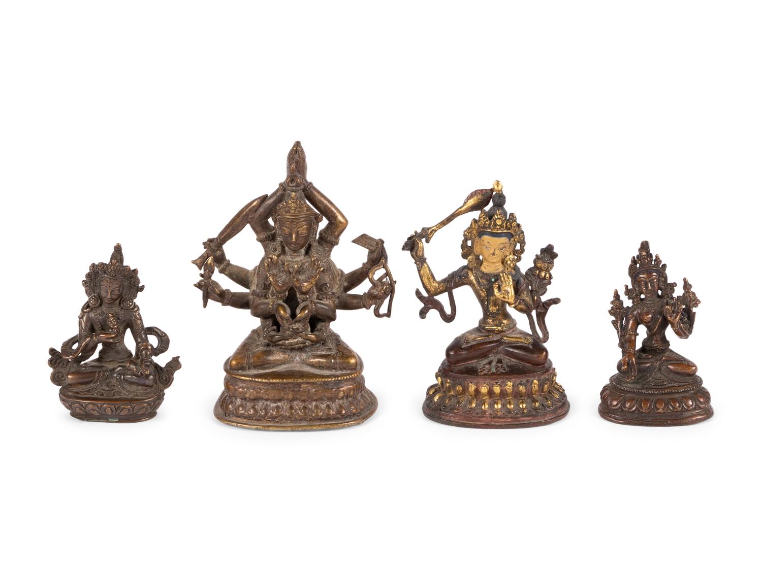 Four Tibetan and Sino-Tibetan Bronze Figures of Bodhisattva