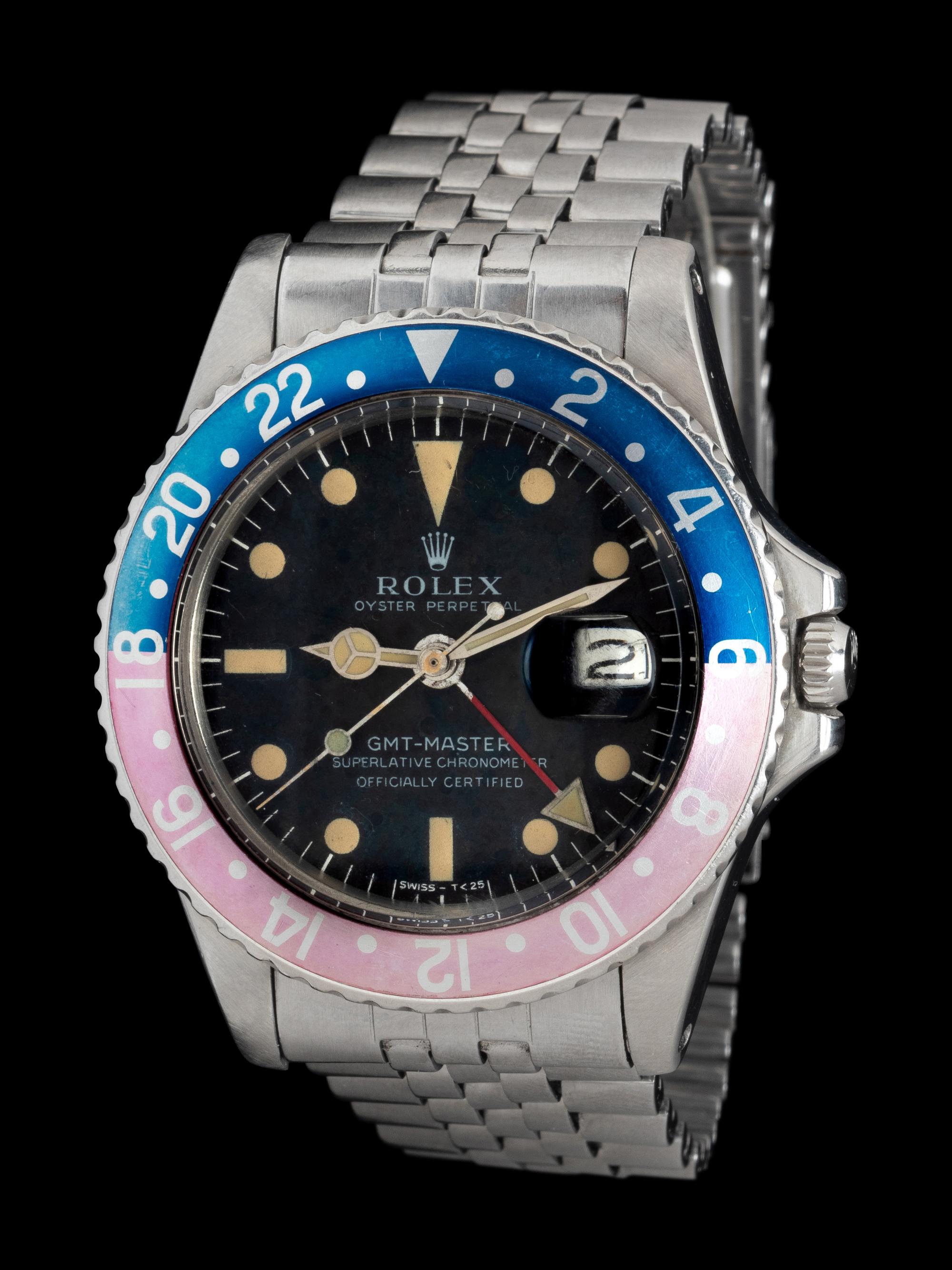 ROLEX, REF. 1675 STAINLESS STEEL 'FUCHSIA PEPSI GMT-MASTER' WATCH