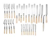 A Set of Silver, Stainless Steel and Mother-of-Pearl Flatware Articles
