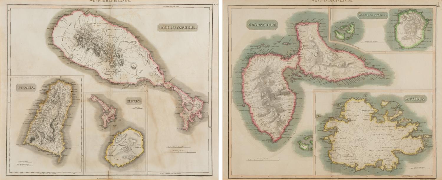 A Pair of Engraved Maps of West Indies Islands by Kirkwood and Son of Edinburgh — 19TH CENTURY