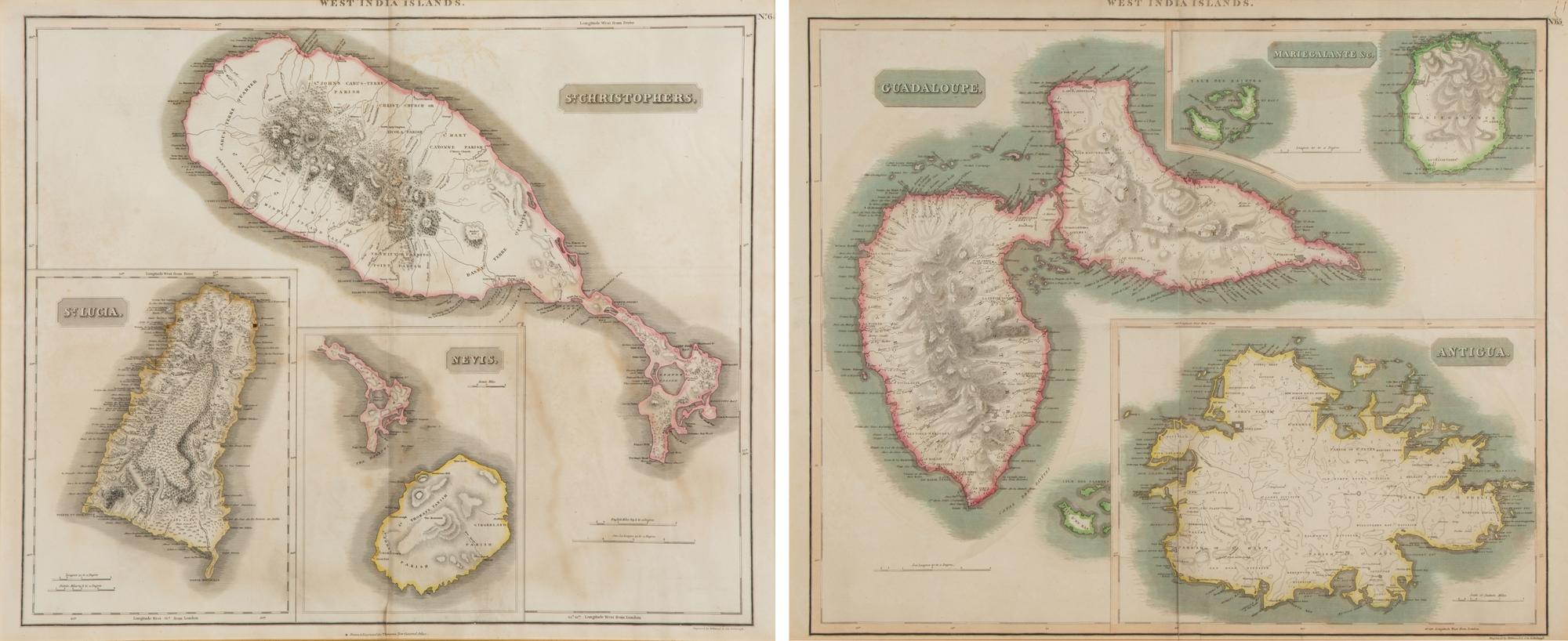 A Pair of Engraved Maps of West Indies Islands by Kirkwood and Son of Edinburgh — 19TH CENTURY