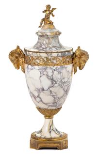 A Gilt Bronze and Marble Urn Height overall 26 inches.