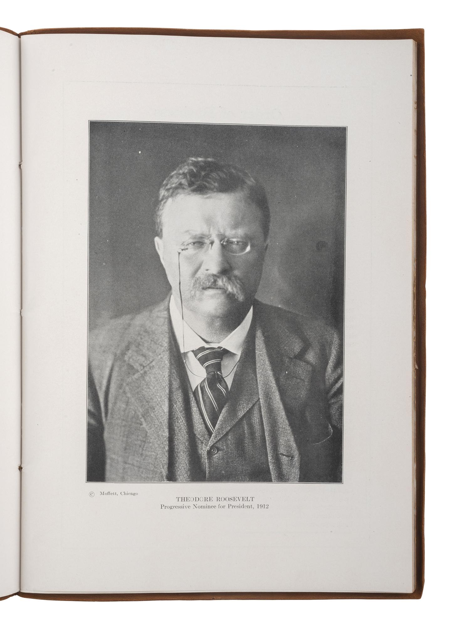 [ROOSEVELT, Theodore (1858-1919)]. A group of 8 items promoting Theodore Roosevelt, incl. campaign buttons and Second Progressive Convention program from Chicago, 1916.