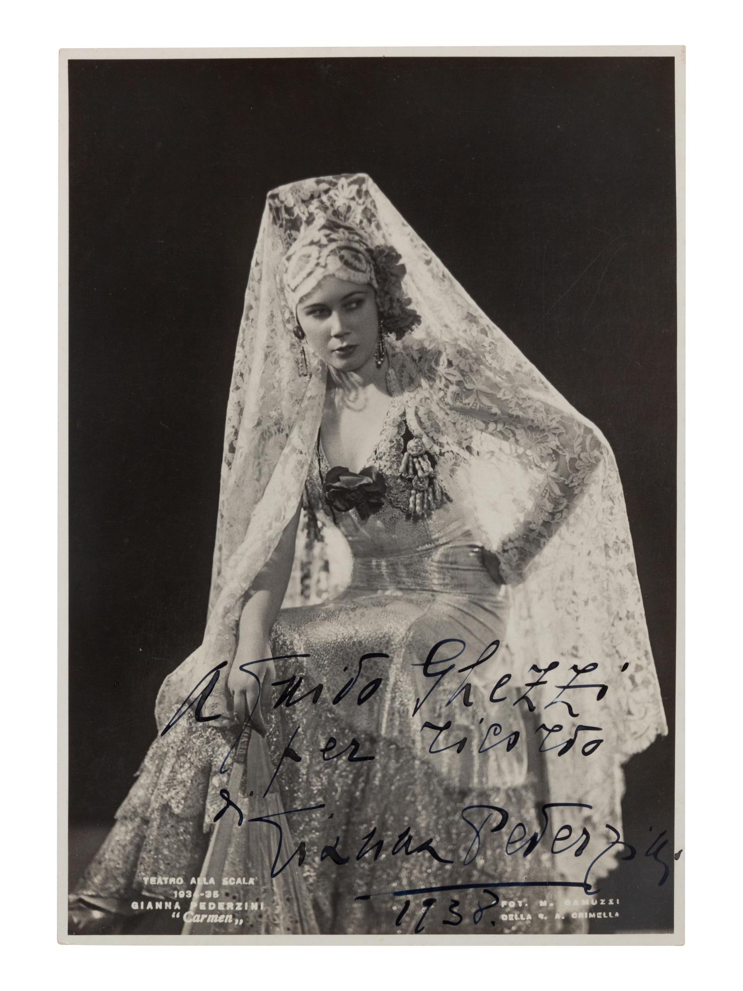 [20TH-CENTURY OPERA SINGERS]. A group of 6 photographs or photographic postcards of opera singers from the 1930s, most signed and inscribed, comprising images of: