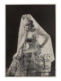 [20TH-CENTURY OPERA SINGERS]. A group of 6 photographs or photographic postcards of opera singers from the 1930s, most signed and inscribed, comprising images of: