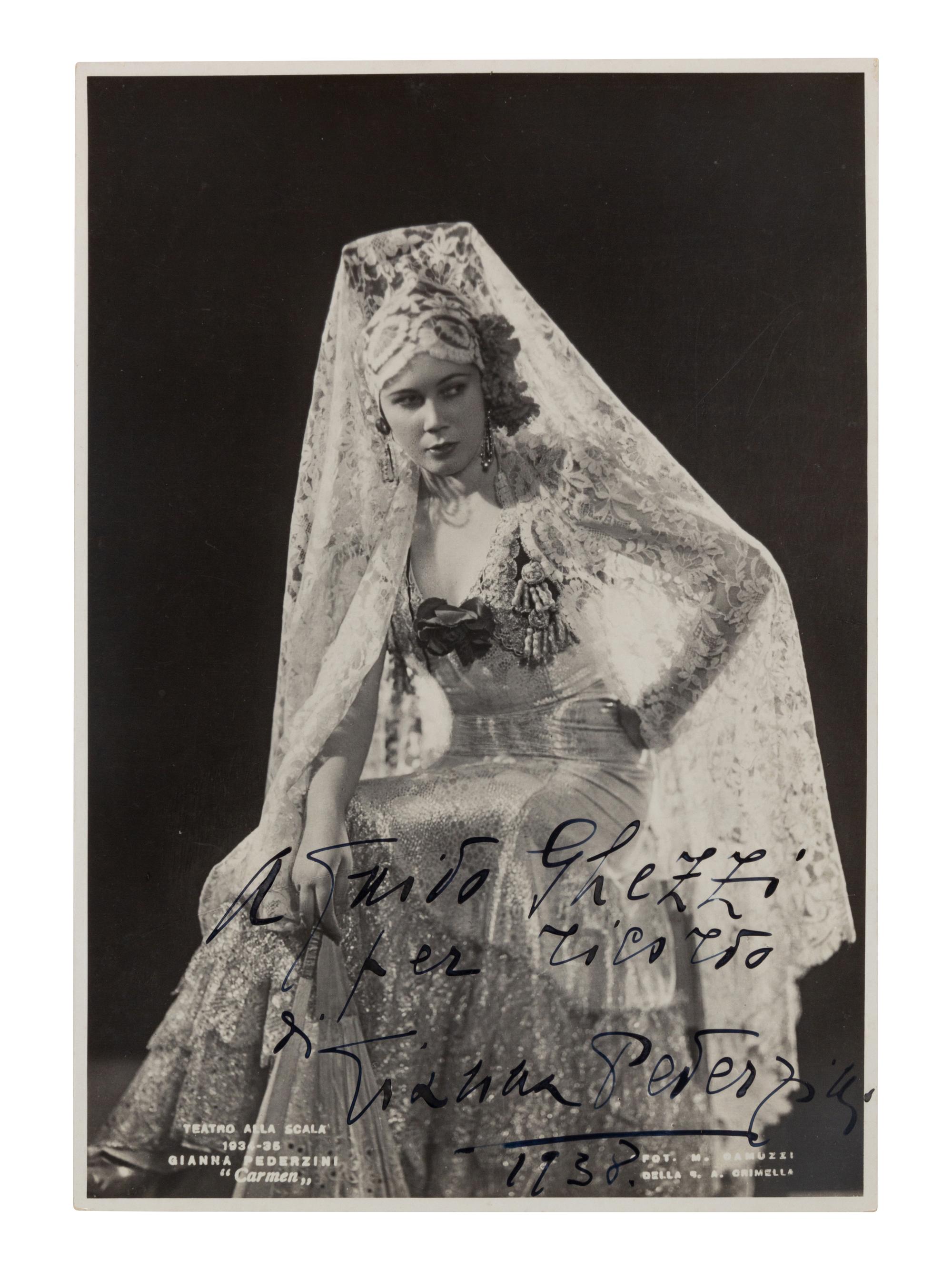 [20TH-CENTURY OPERA SINGERS]. A group of 6 photographs or photographic postcards of opera singers from the 1930s, most signed and inscribed, comprising images of: