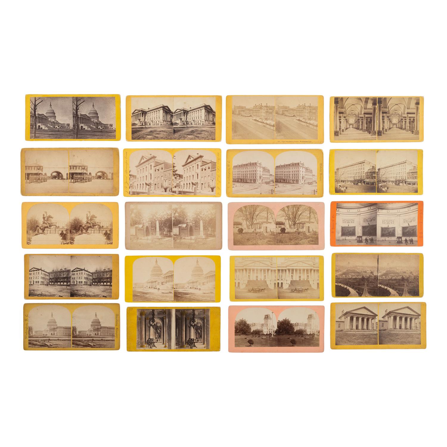 [Early Photography] Group of 110 Stereoviews of Washington, DC, and Boston, incl. Landmarks and Monuments