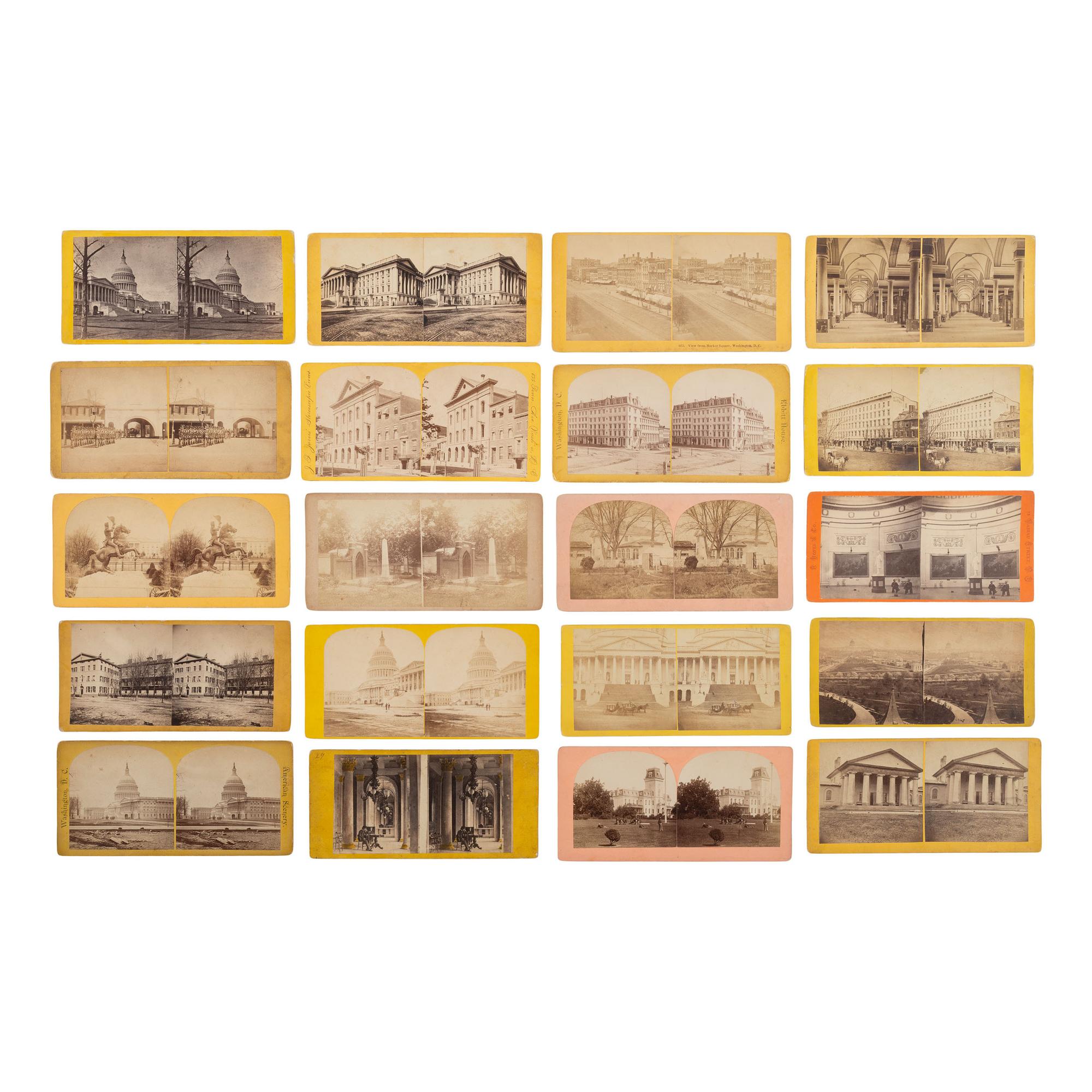 [Early Photography] Group of 110 Stereoviews of Washington, DC, and Boston, incl. Landmarks and Monuments