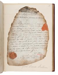 [Napoleon I (1769-1821), et al]. An archive of 123 signed documents, Paris, 1785-1818, salvaged from the 1871 fire at the Tuileries Palace.