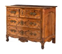 A French Provincial Walnut Serpentine Front Commode