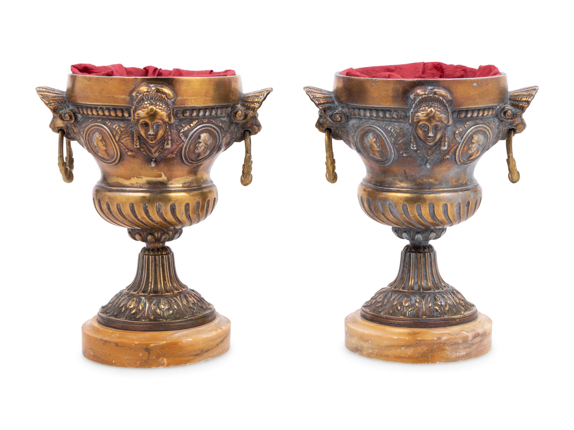 A Pair of Renaissance Revival Gilt Metal Handled Cups