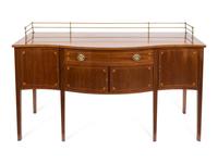 A George III Style Satinwood Inlaid Serpentine Sideboard — 19TH CENTURY