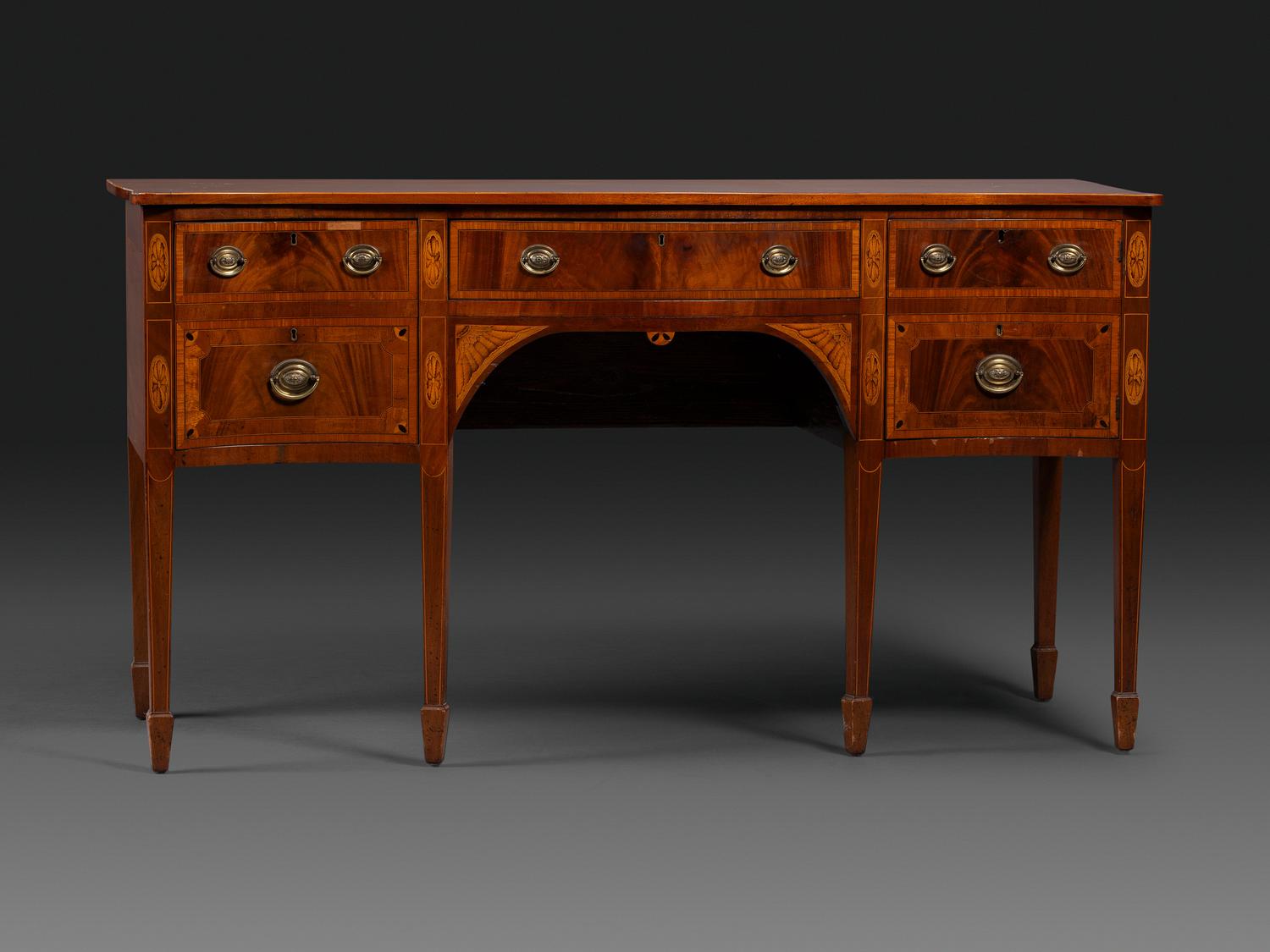 A Federal Inlaid Mahogany Serpentine Front Sideboard