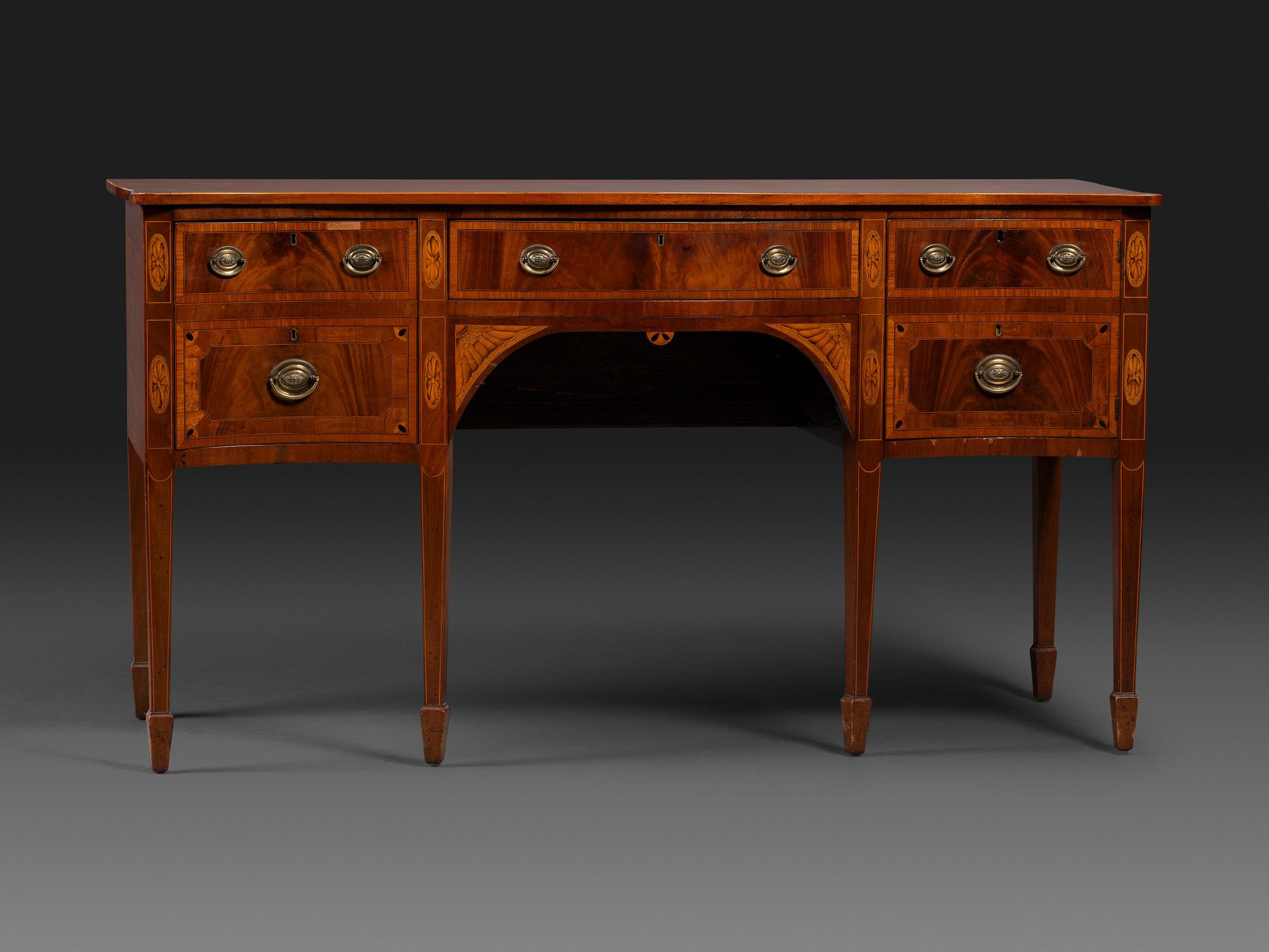 A Federal Inlaid Mahogany Serpentine Front Sideboard