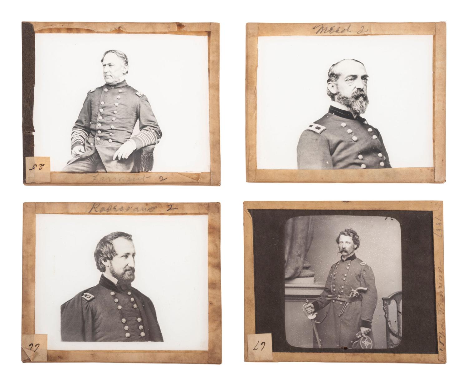 [CIVIL WAR - MAGIC LANTERN SLIDES]. A collection of 100+ assorted glass slides mostly featuring Civil War photographs, including: