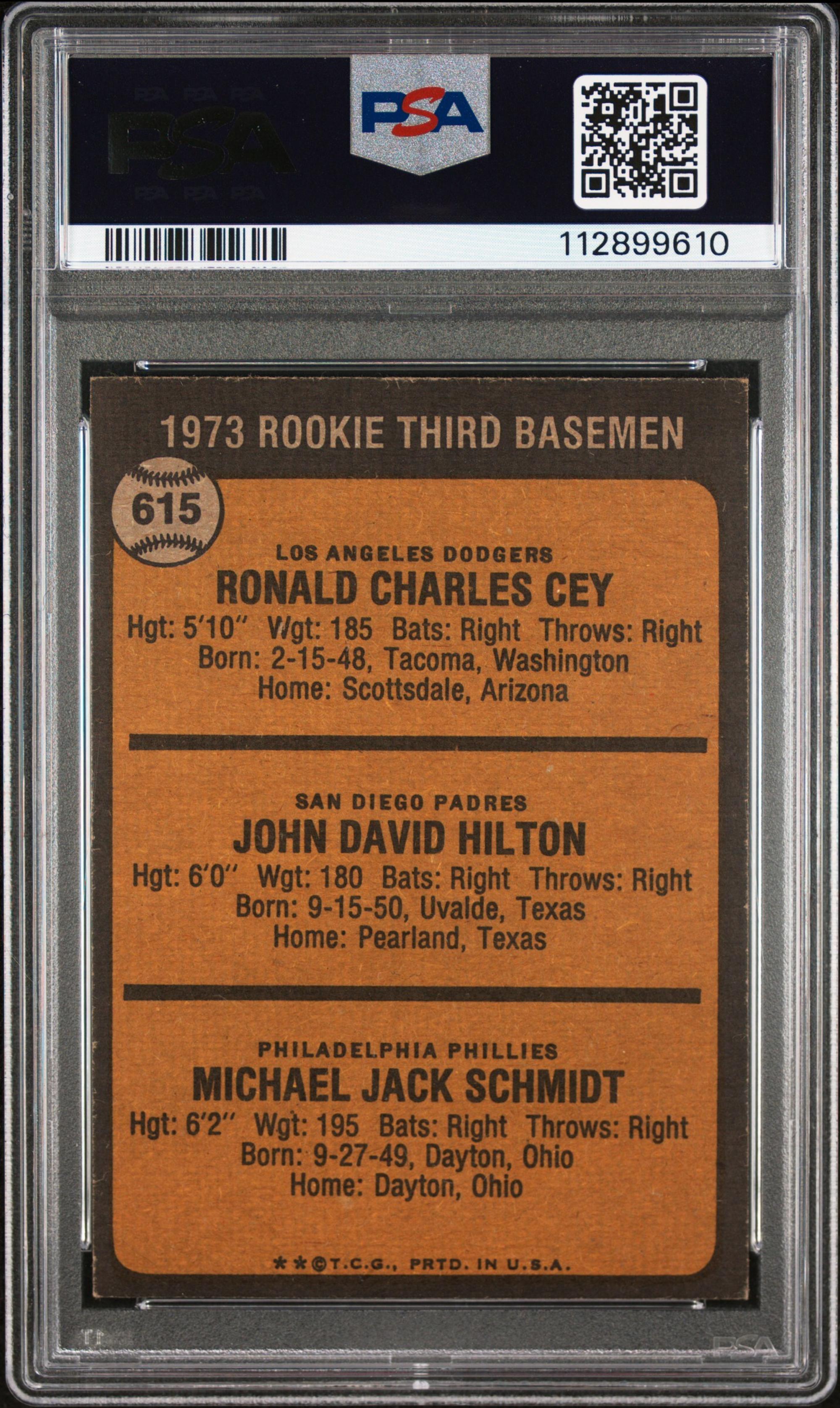 A 1973 Topps Mike Schmidt Rookie Baseball Card No. 615 (PSA 4 VG-EX)