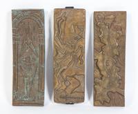 A Set of Three Art Deco Bronze Plaques Length of longest 11 3/4 inches.