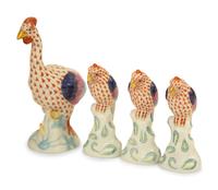 Nine Herend Porcelain Bird Figurines