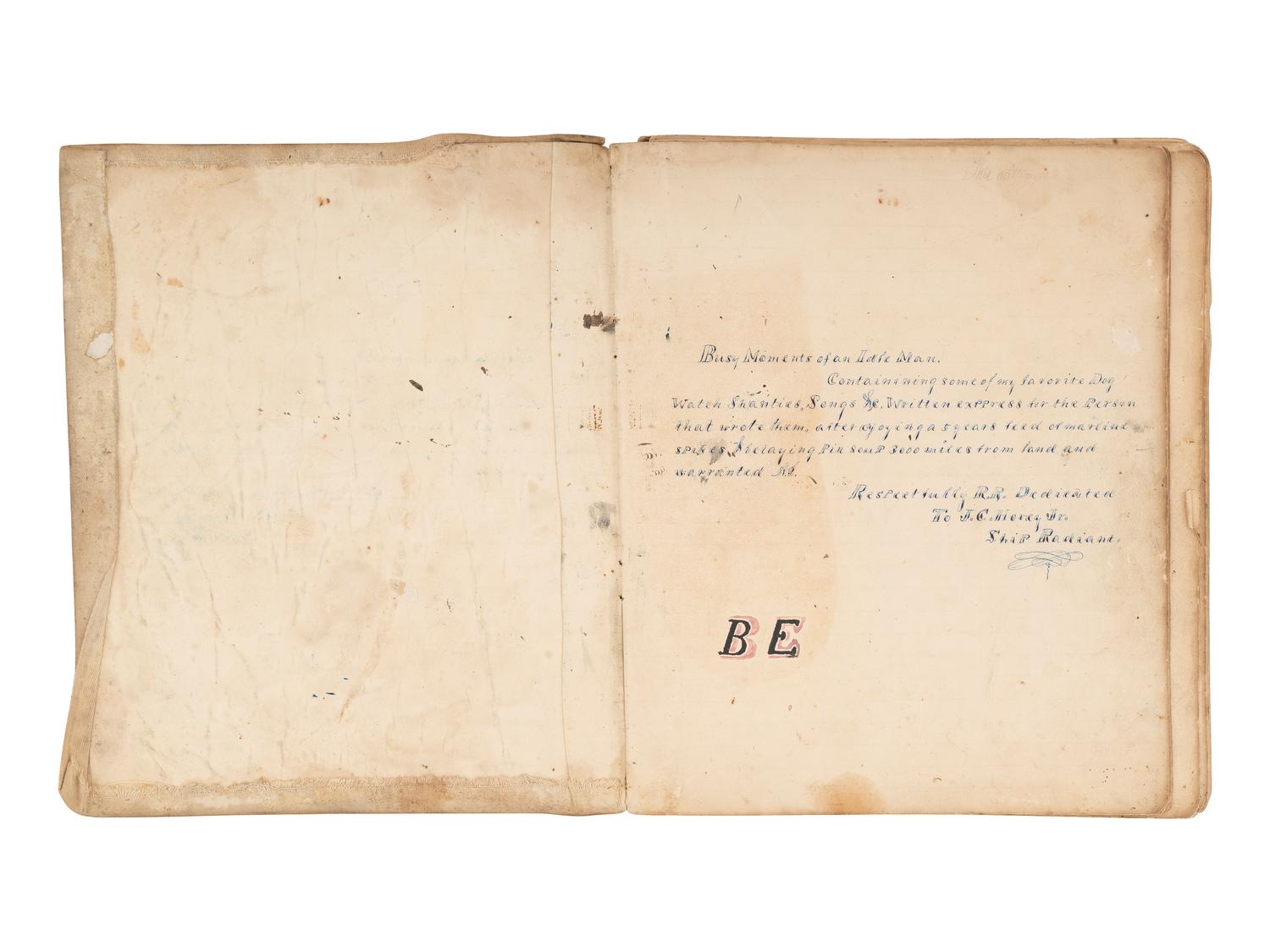 [MARITIME]. Log of the Barques Wavelet , Looling , and J.H. Wills documenting journeys in East Asia, ca 1862-1865. [ With: ] Notebook containing sea shanties and sketches of ships, ca 1862-63.