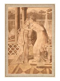A French Painted Scenic Wallpaper Panel