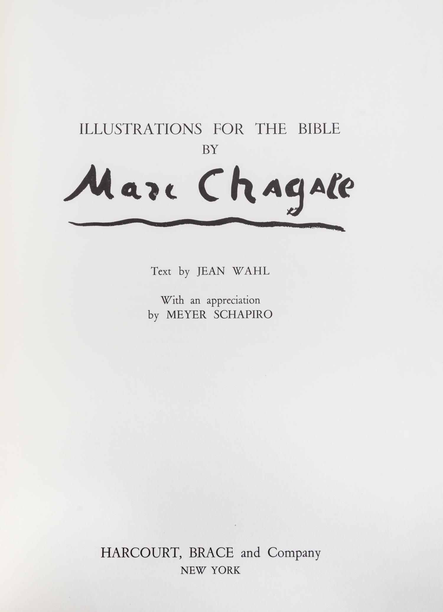 CHAGALL, MARC. llustrations for the Bible. New York, 1960.