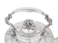 A Victorian Silver Hot Water Kettle on Stand