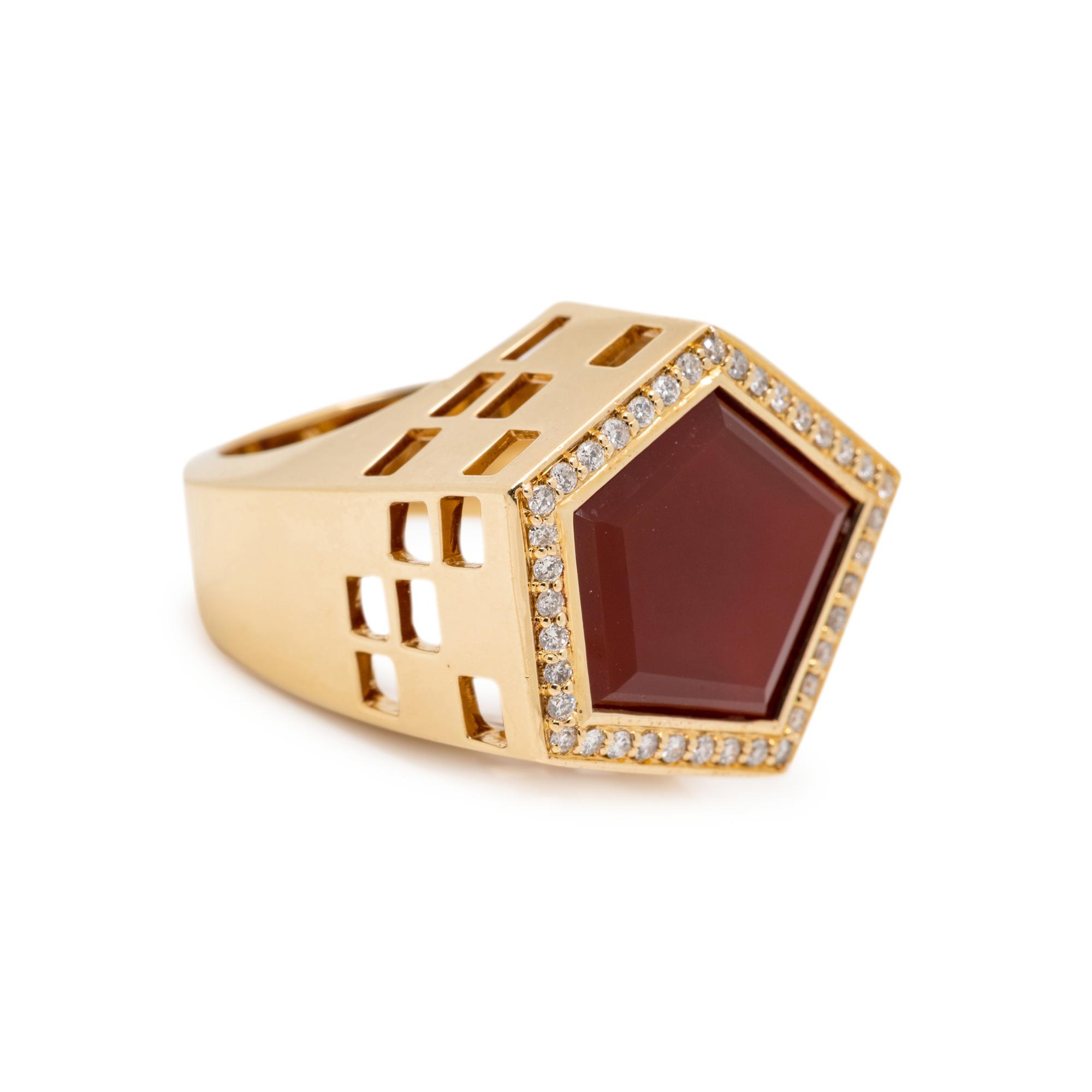ANDY GOTZ, CARNELIAN AND DIAMOND RING