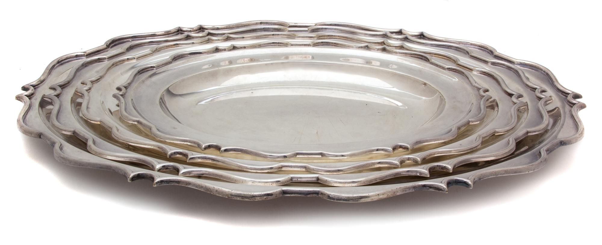 A Group of Four American Silver-Plate Hard Soldered Graduated Trays, Sheffield Co., 20th Century,