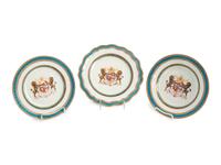 A Samson et Cie Parcel Gilt and Armorial Decorated Part Dinner Service