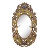 A Burmese Embellished and Carved Wood Mirror and Small Cabinet, Modern 現代 或緬甸 鏡子及小櫃一組