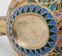 A Russian Silver-Gilt and Enamel Kovsh