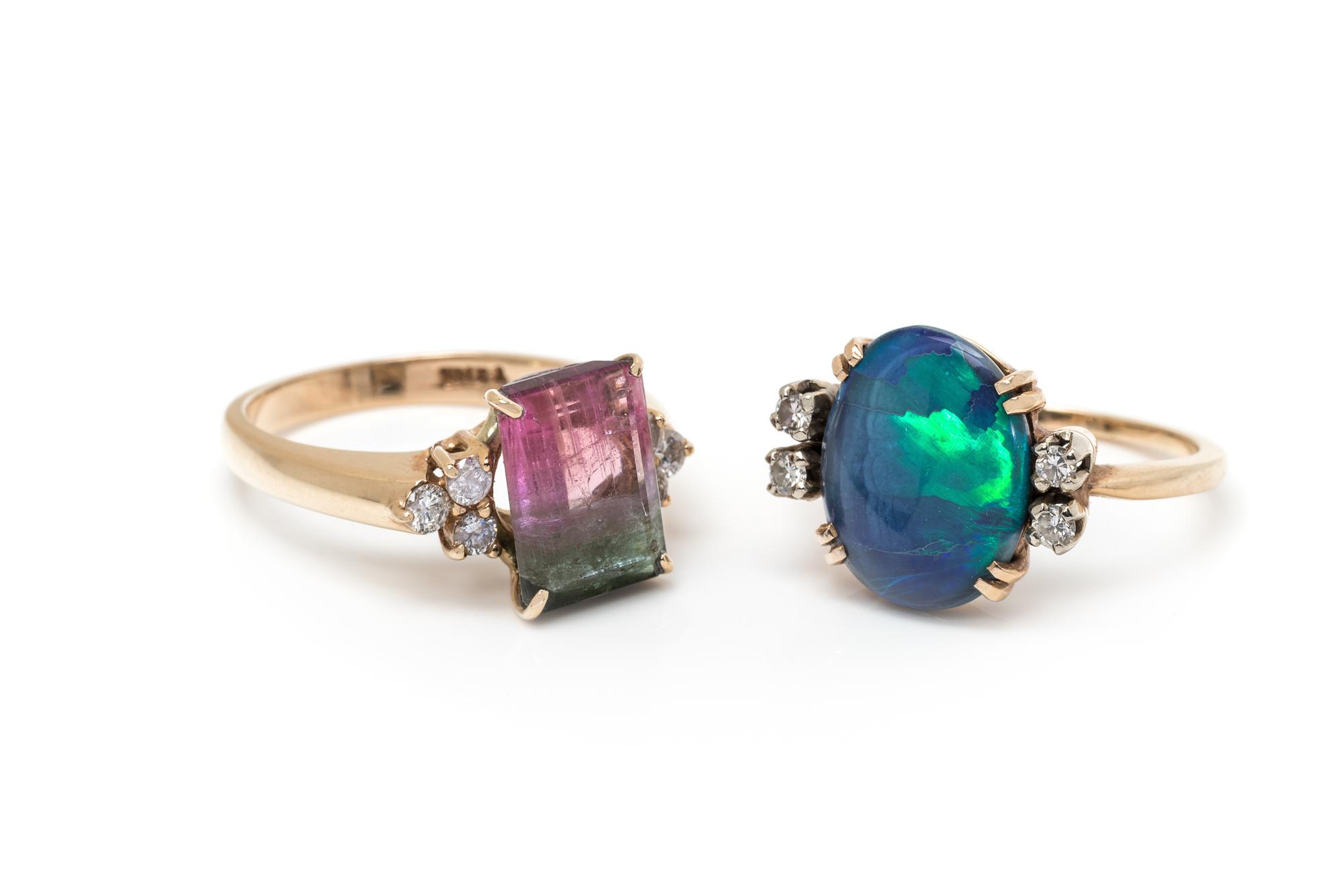 COLLECTION OF GEMSTONE AND DIAMOND RINGS