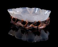 A Carved Agate Brush Washer Length 5 1/4 inches.