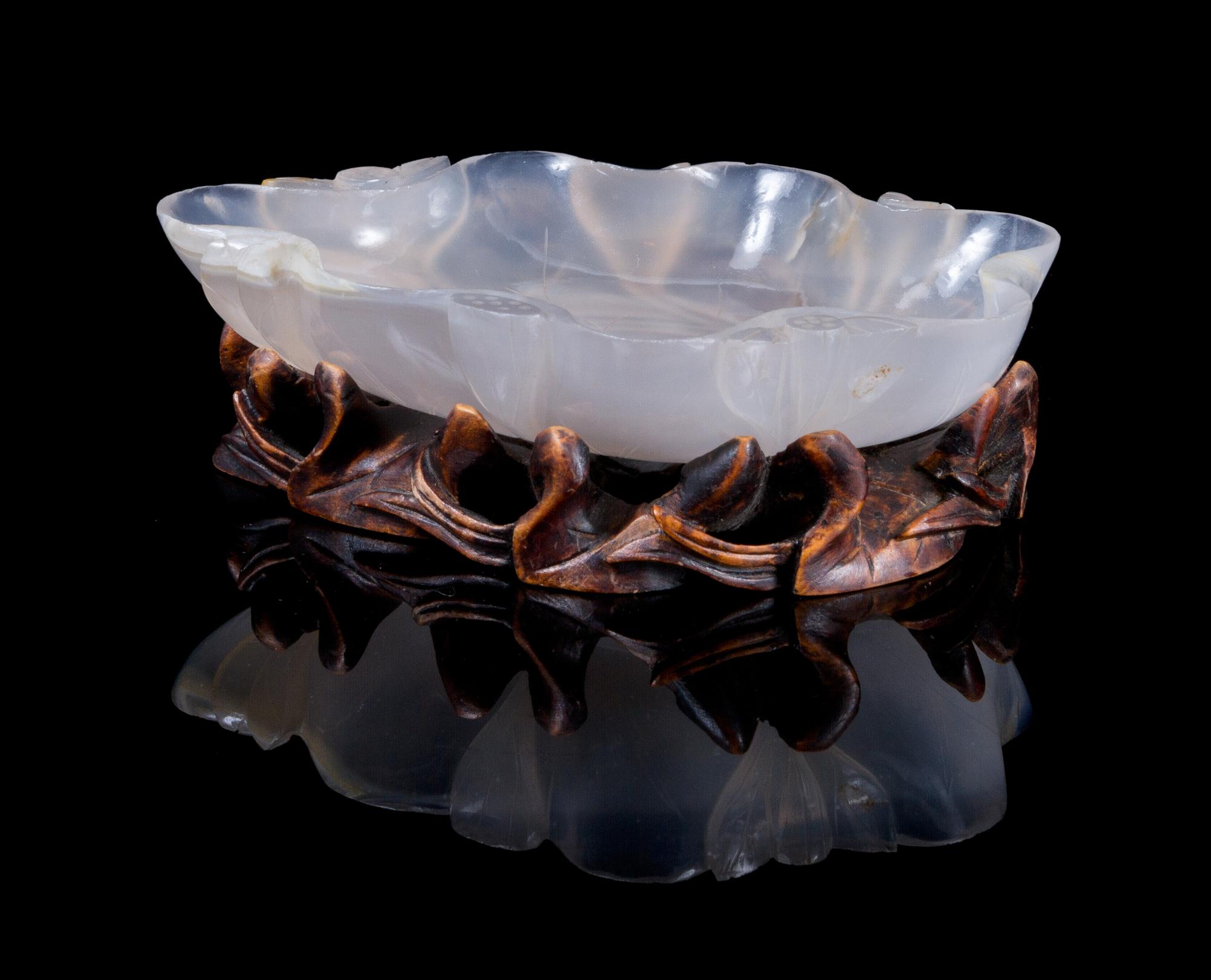 A Carved Agate Brush Washer Length 5 1/4 inches.