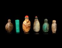 Six Chinese Hardstone Snuff Bottles