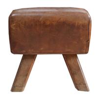 A Wood and Leather Pommel Horse Bench 22" W x 16" D x 22.5" H — Czech Republic, Circa 1930