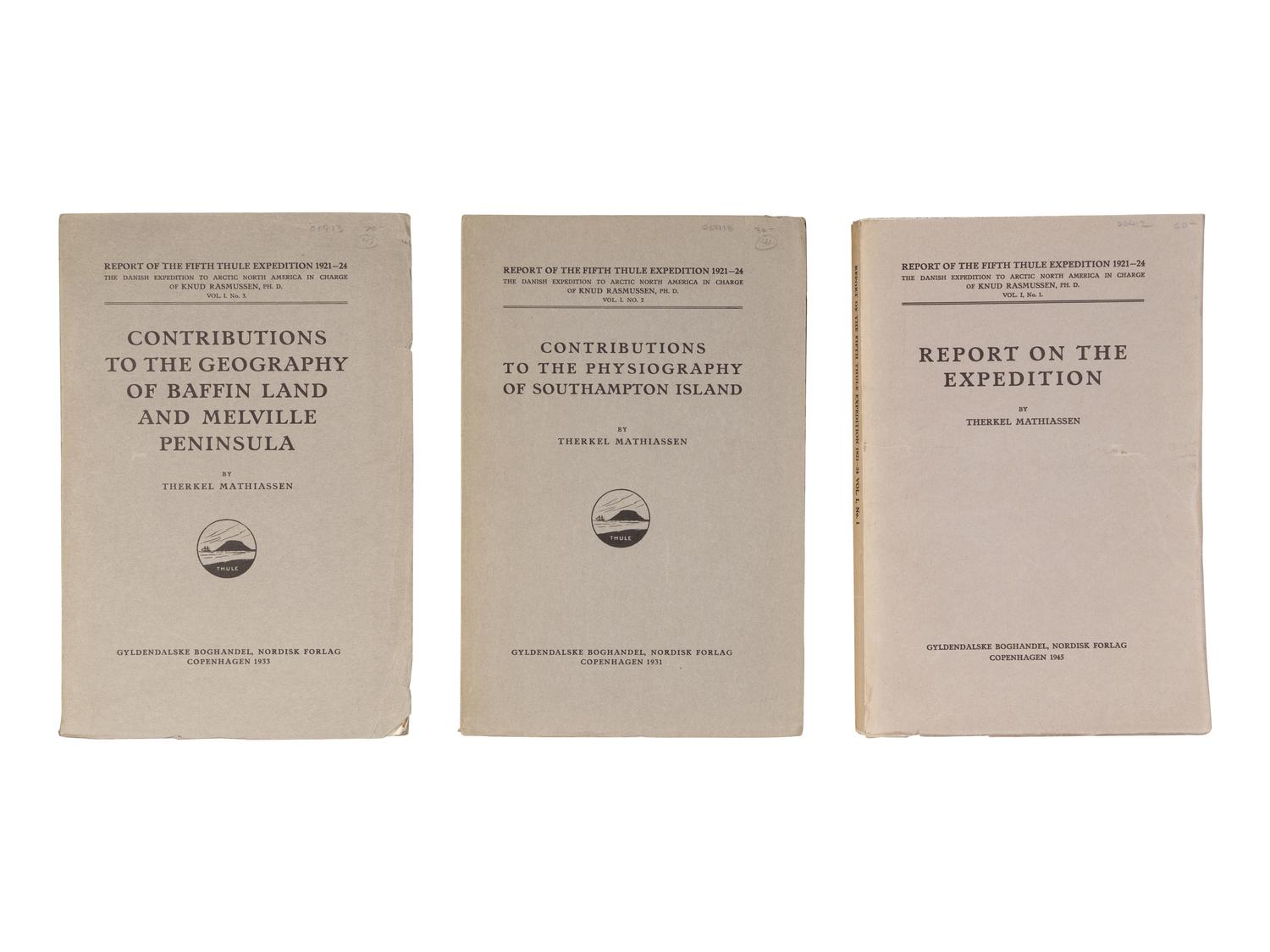 [THULE EXPEDITIONS]. A group of 3 works about the Fourth and Fifth Thule Expeditions (1919-1920 and 1921-1924, respectively), comprising: