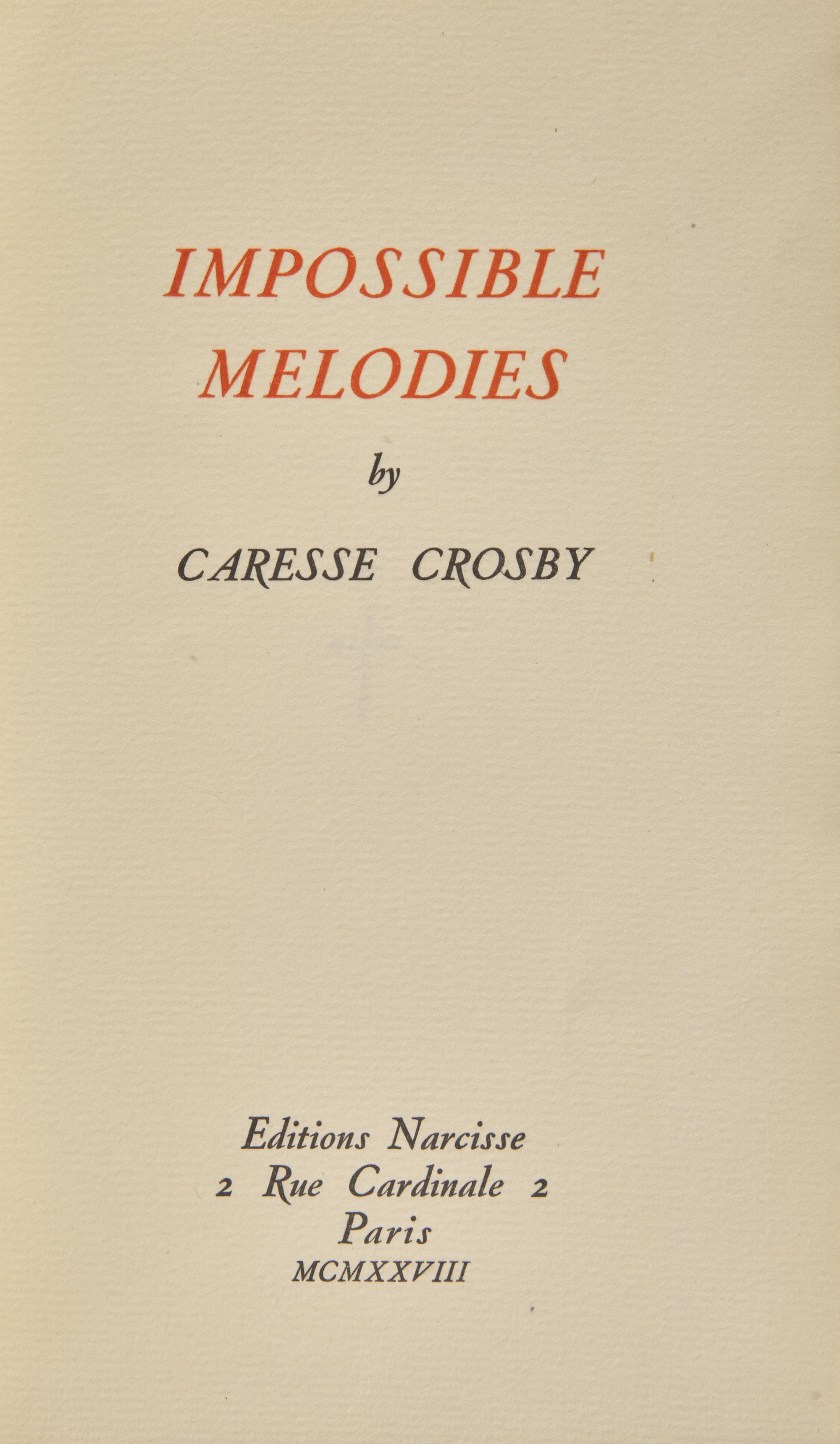 [Black Sun Press] Crosby, Caresse. Impossible Melodies