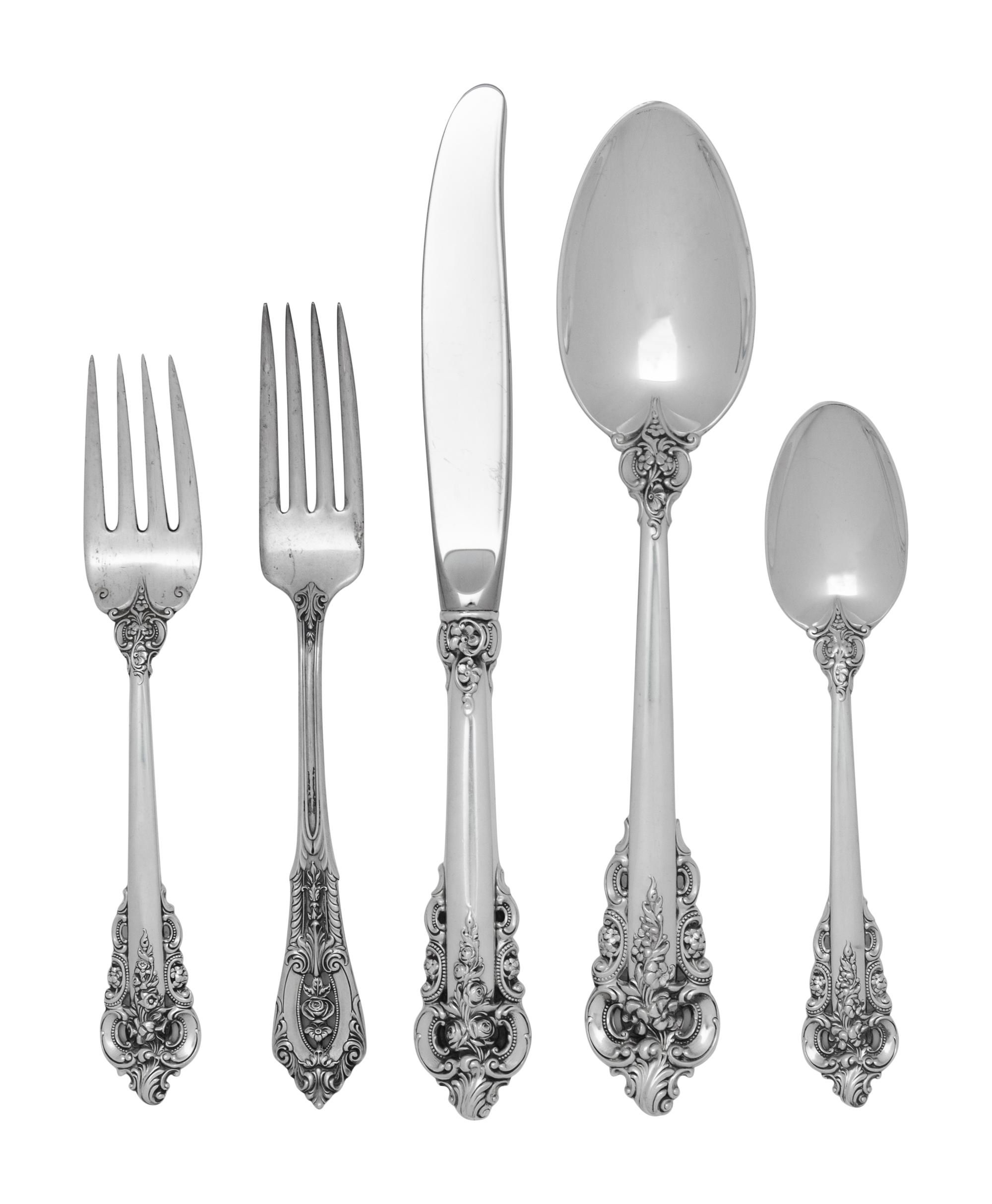 A Wallace Grand Baroque Silver Flatware Service