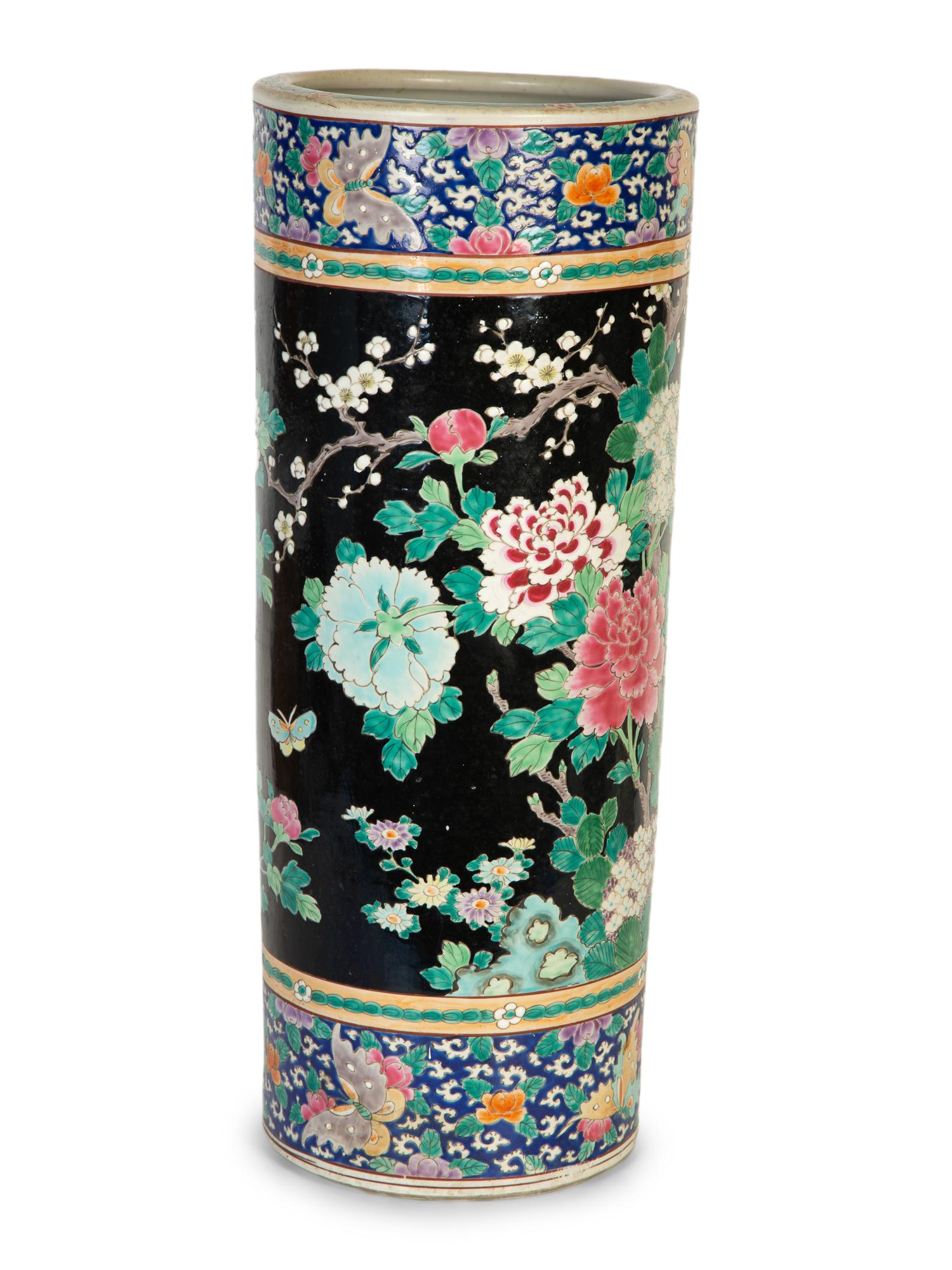 Chinese Painted Ceramic Umbrella Stand