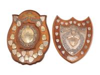 Two English Shield-Trophy Plaques