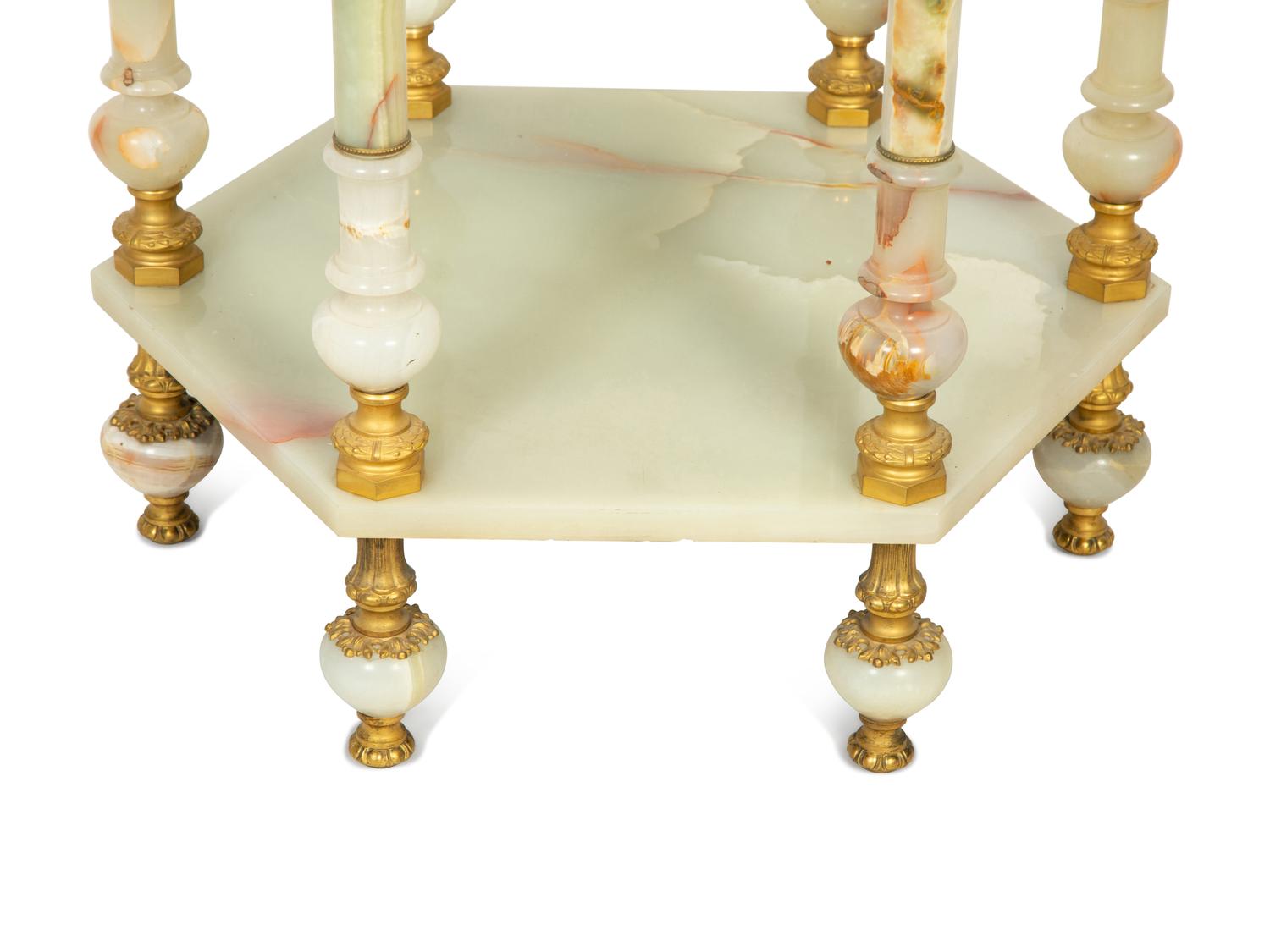 A Continental Gilt Bronze and Onyx Side Table