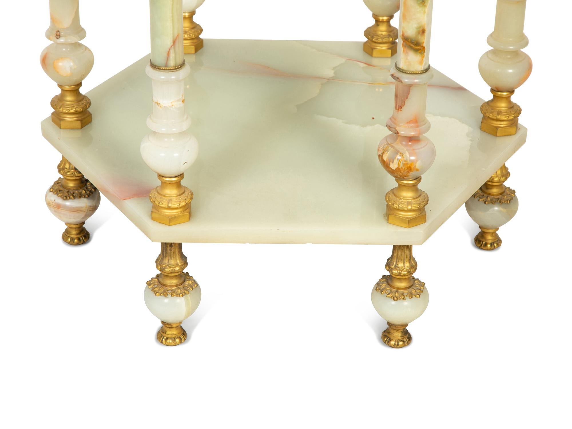 A Continental Gilt Bronze and Onyx Side Table