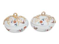 A Pair of Porcelain Melon-Form Boxes