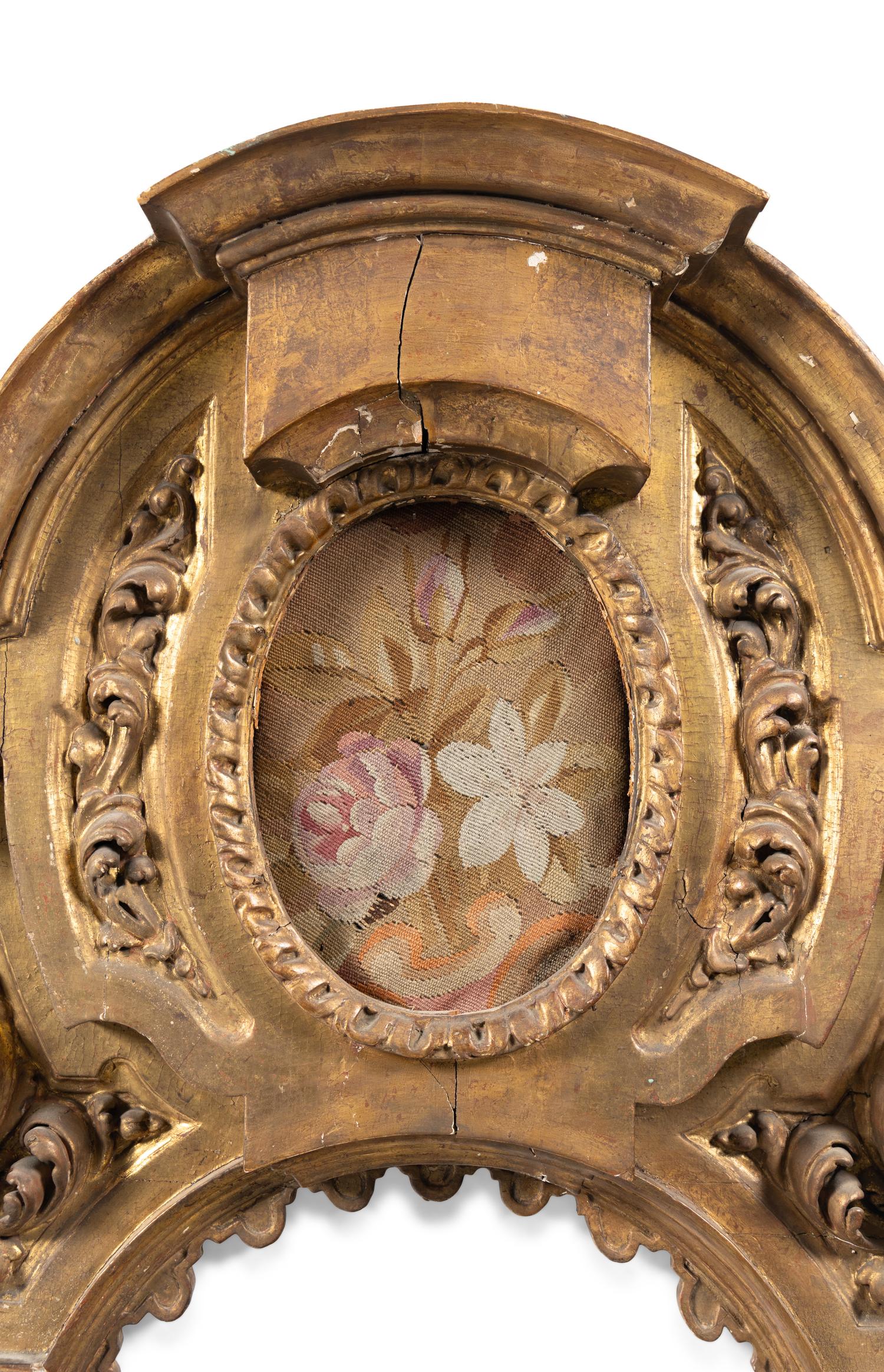 A Continental Giltwood and Aubusson Tapestry-Inset Transom