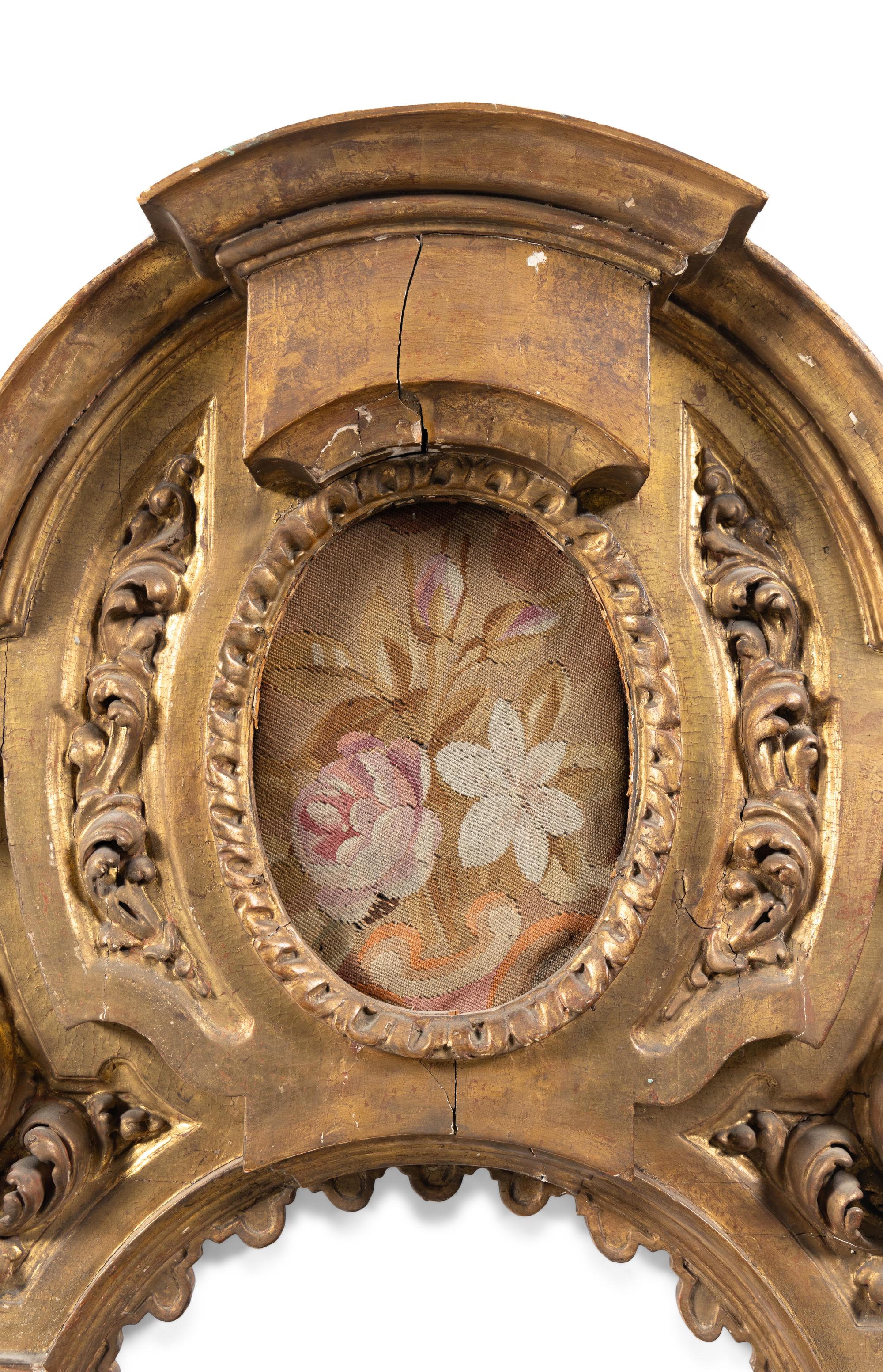 A Continental Giltwood and Aubusson Tapestry-Inset Transom