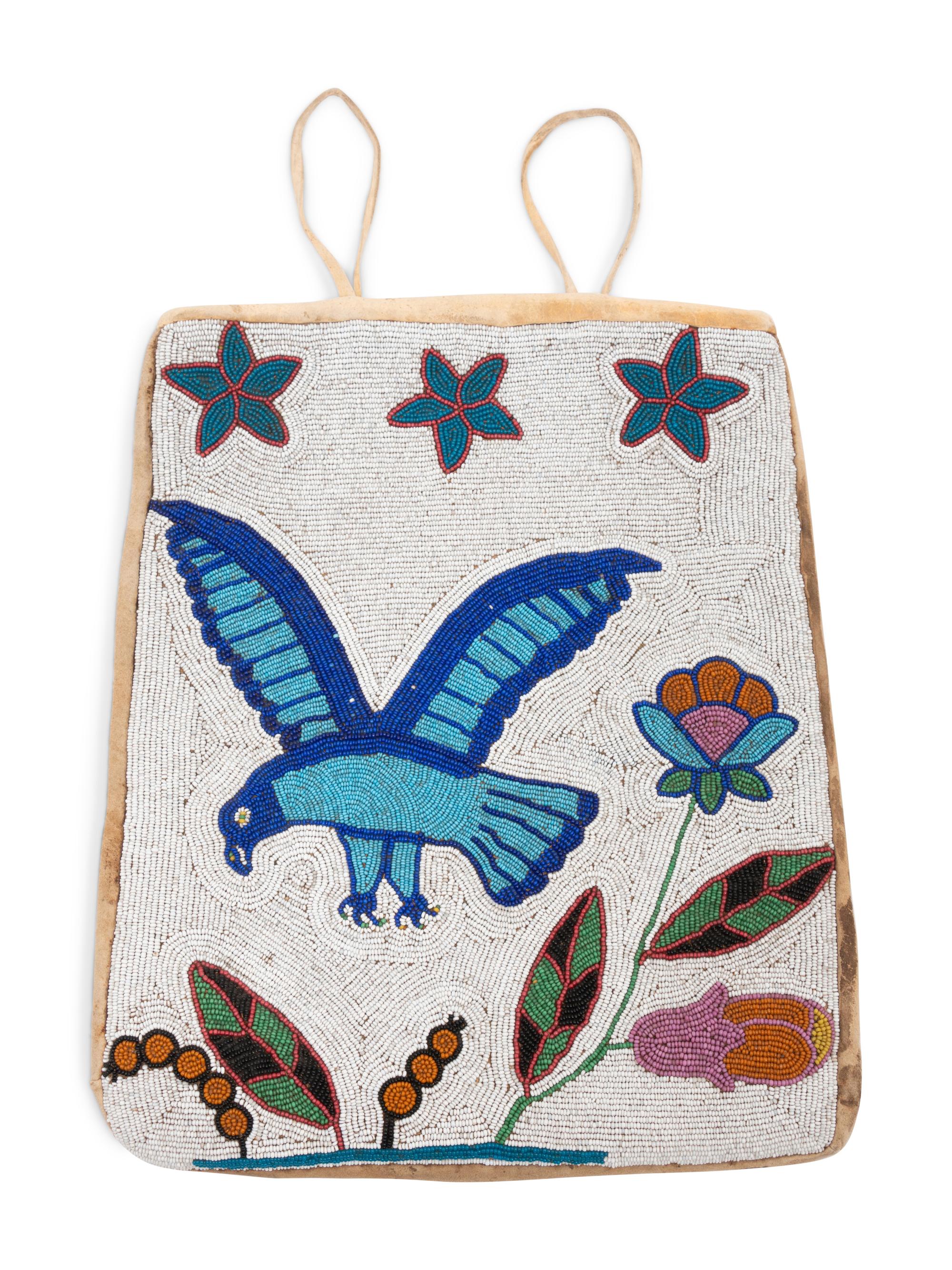Plateau Beaded Flat Bag, with Eagle