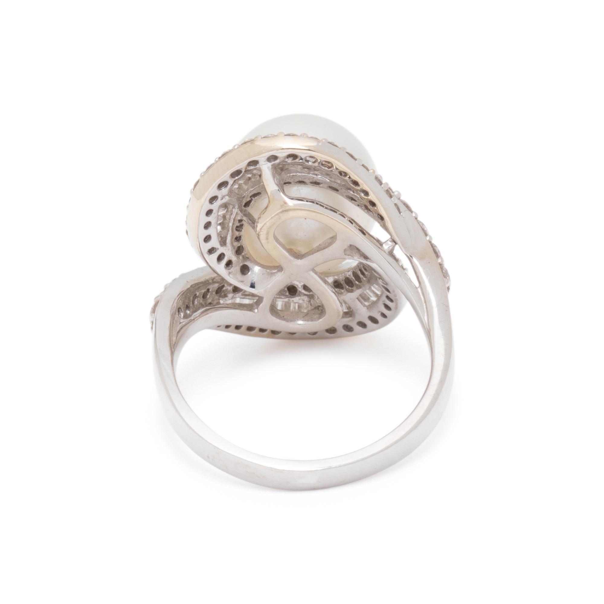 CULTURED PEARL AND DIAMOND RING