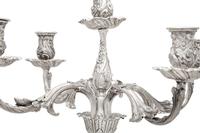 A Pair of Tiffany and Co. Silver Five-Light Candelabra