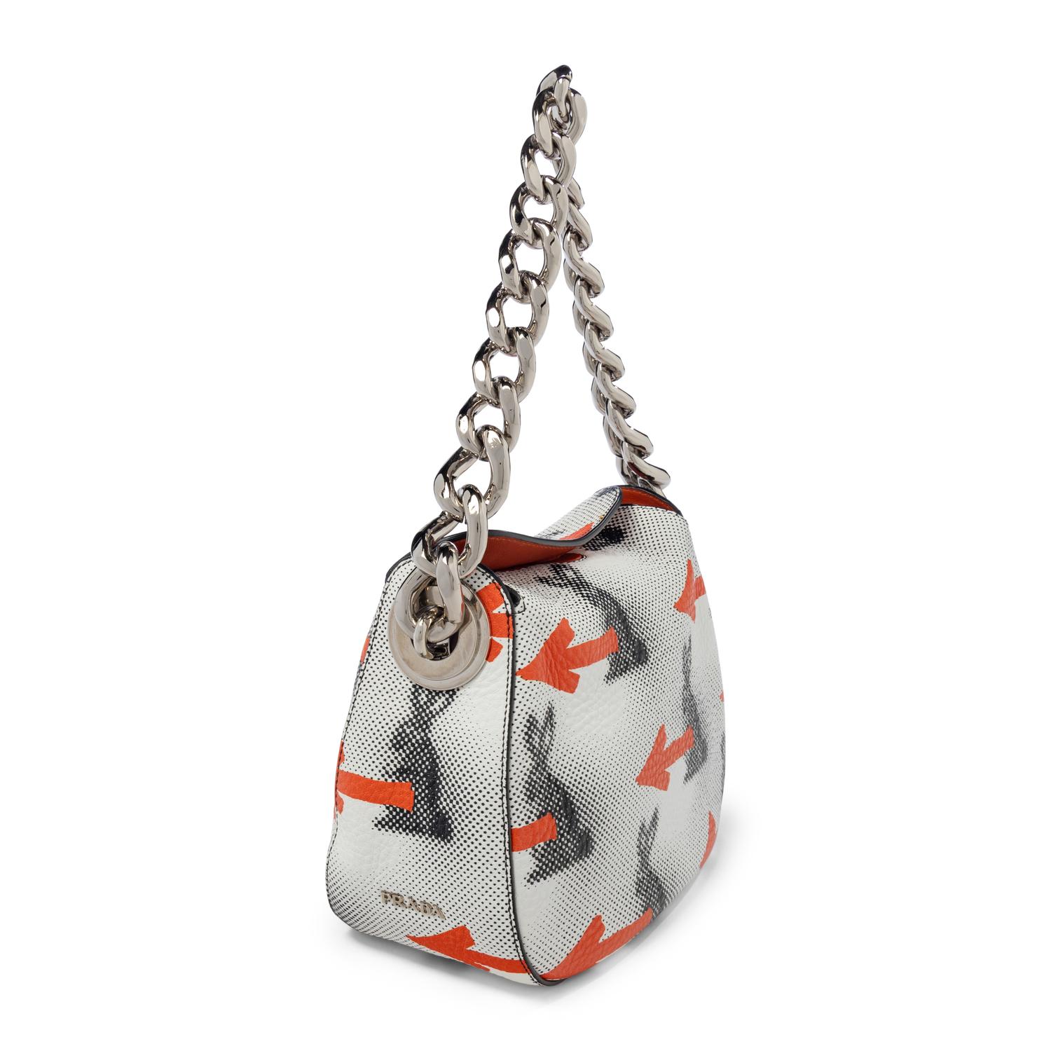 PRADA, BUNNY-ARROW PRINT LEATHER HANDBAG